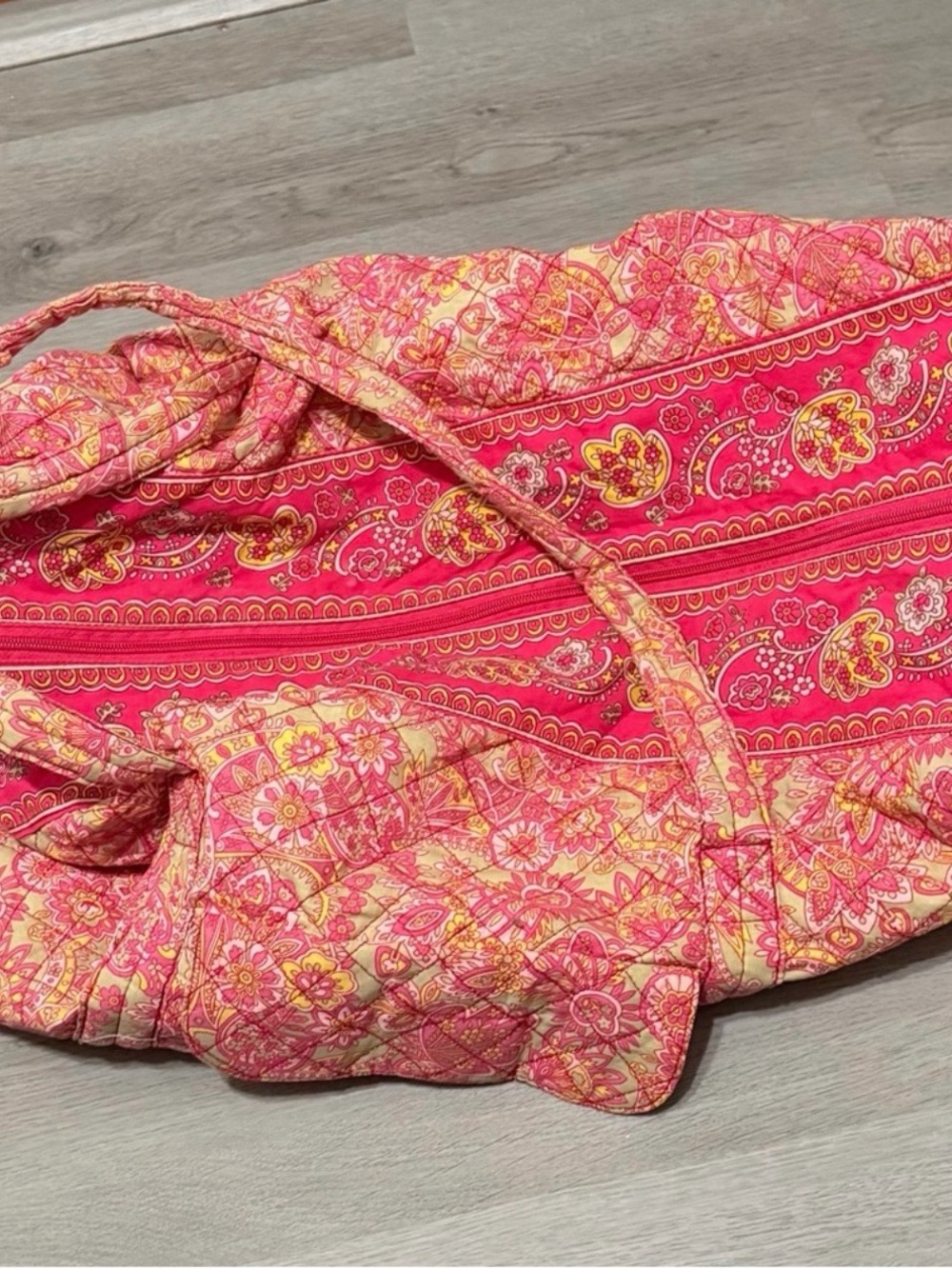 Pink & Yellow Floral Quilted Floral Duffel Bag